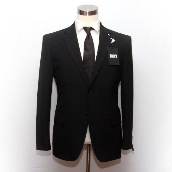 DKNY Suit Jacket DURAN Mens 42S Black Solid NWT D110658 - Picture 1 of 5
